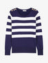 Pull à rayures et épaules boutonnées - Marine - 4