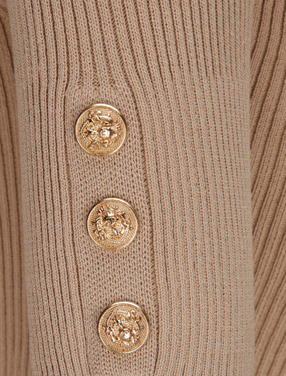 Robe courte ajustée unie à col en coeur - Beige - 3