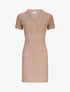 Robe courte ajustée côtelée à boutons dorés - Beige - 1