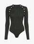 Body côtelé à épaules boutonnées - Noir - 4
