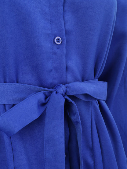 Robe chemise satinée à bords volantés - Bleu roi - 3