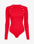 Body côtelé à épaules boutonnées - Rouge - 1