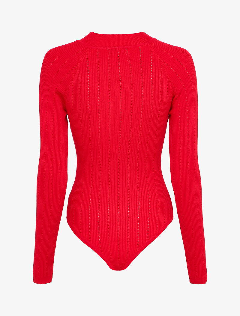 Body côtelé à épaules boutonnées - Rouge - 2