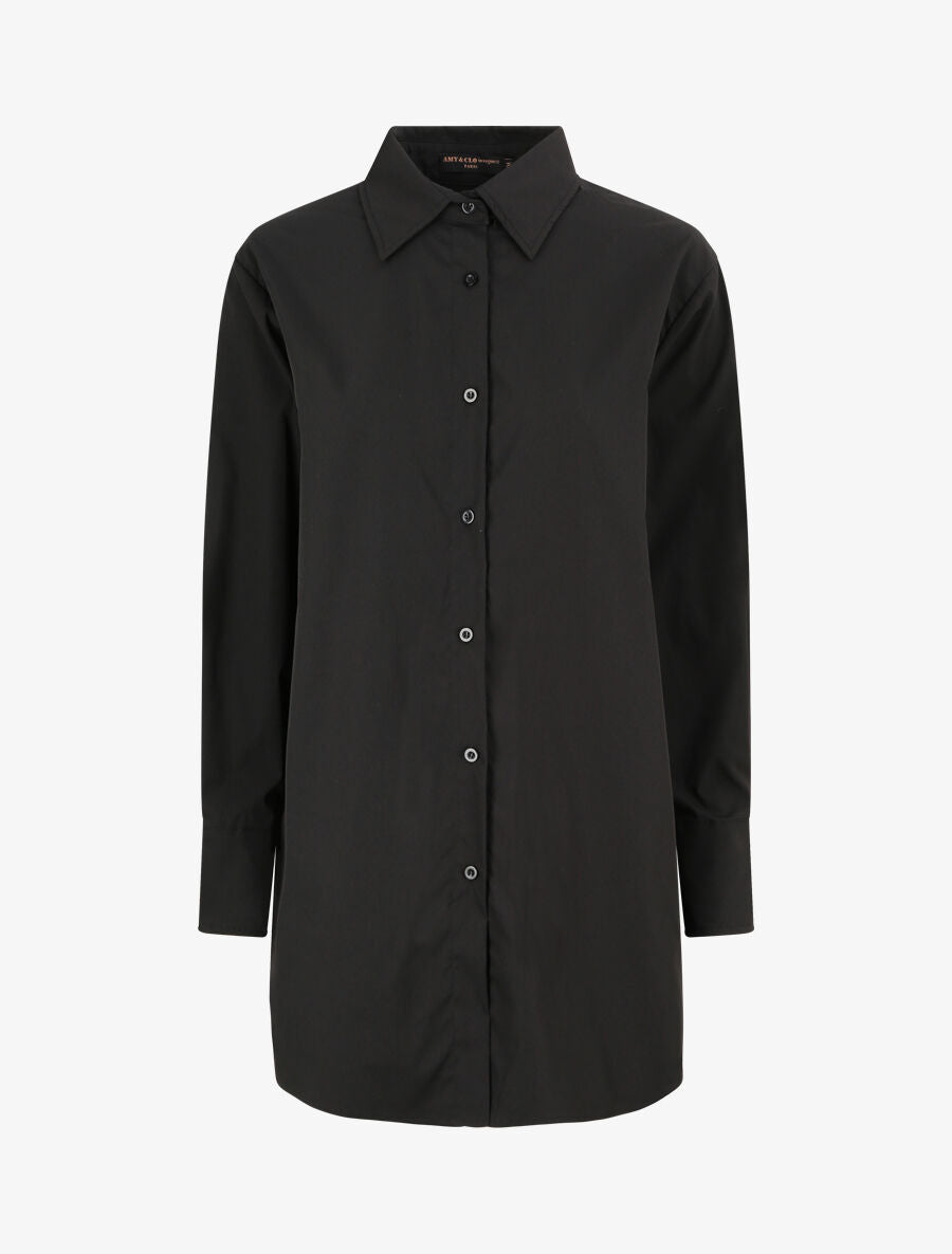 Chemise oversize coupe droite - Noir - 1