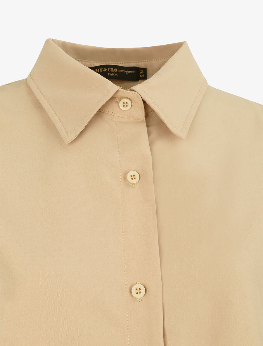 Chemise oversize coupe droite - Beige - 3