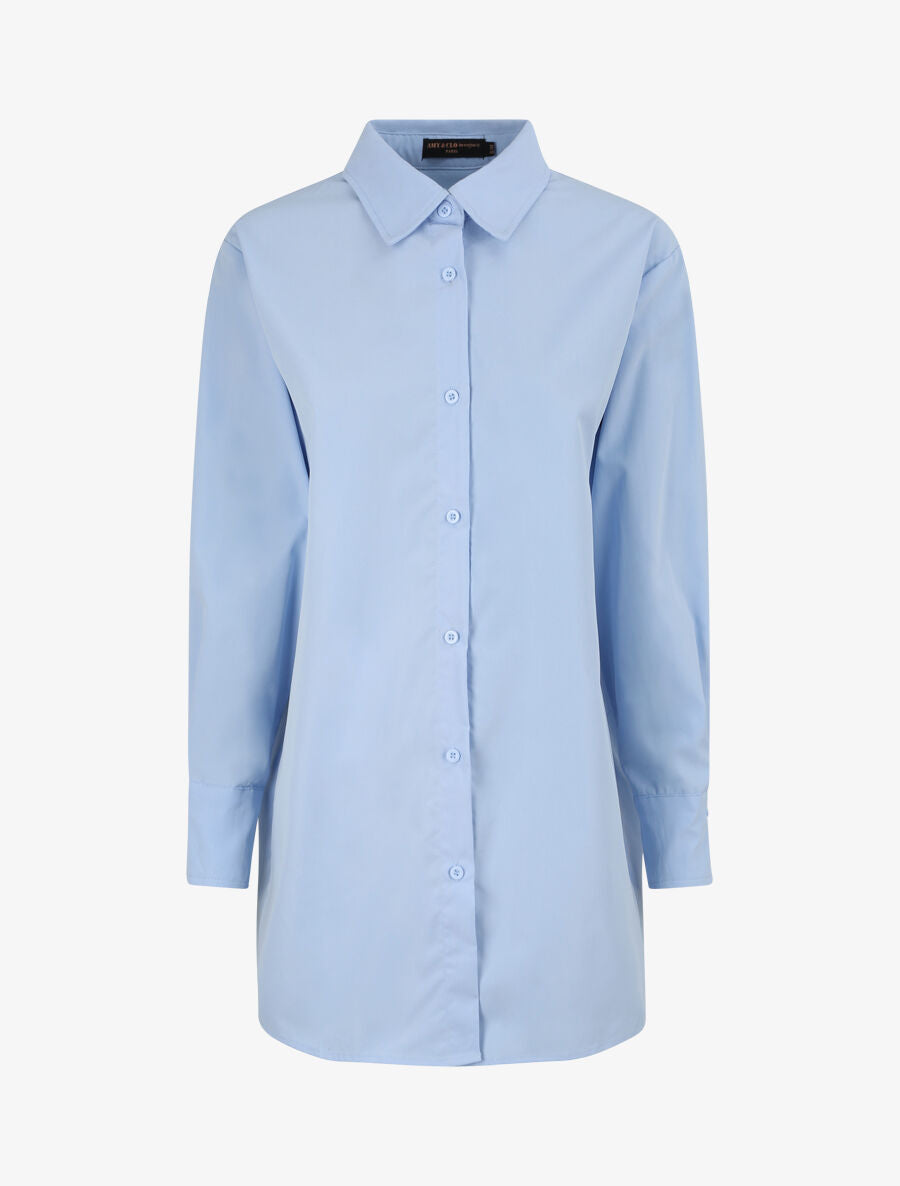 Chemise oversize coupe droite - Bleu ciel - 1