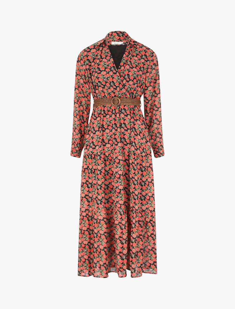 Robe longue à imprimé liberty - Noir - 4
