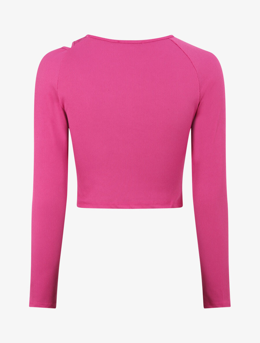 Crop top côtelé unie - Fushia - 2