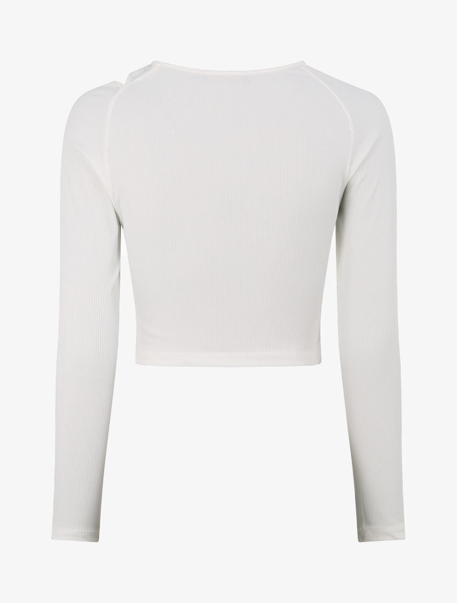 Crop top côtelé unie - Blanc - 2