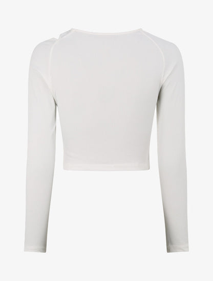 Crop top côtelé unie - Blanc - 2
