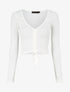 Crop top côtelé avec liens de serrage - Blanc - 1