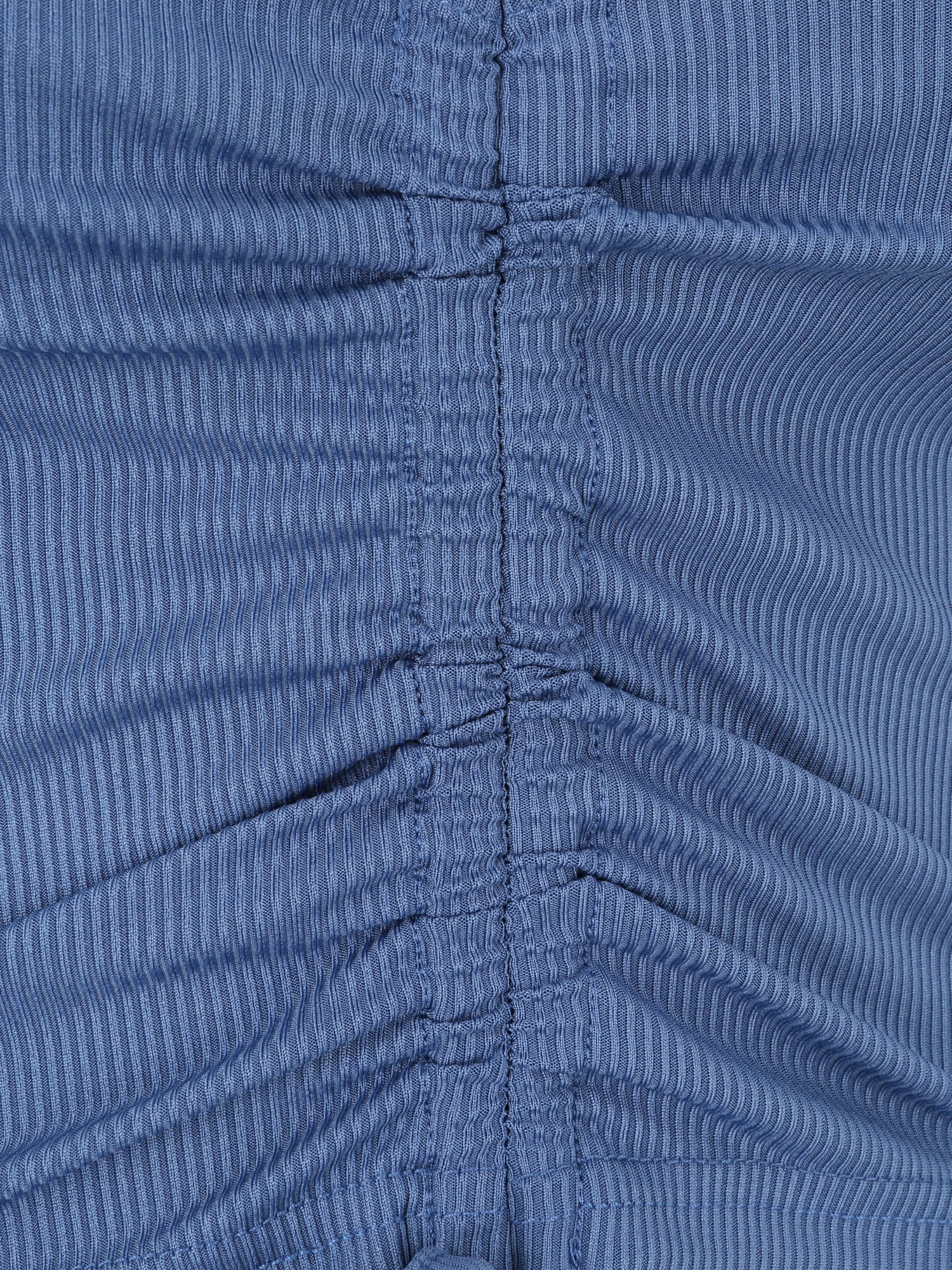 Crop top côtelé avec liens de serrage - Bleu - 3