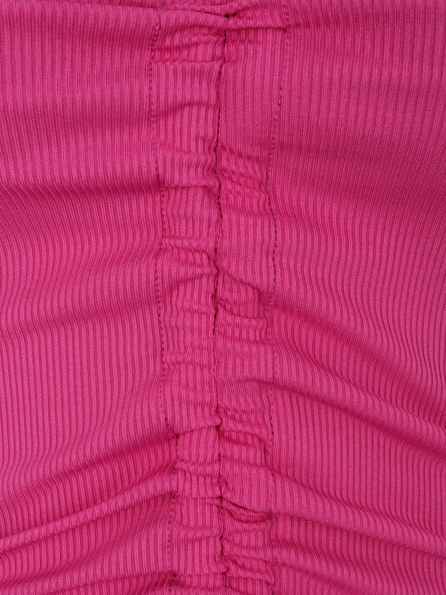 Crop top côtelé avec liens de serrage - Fushia - 3