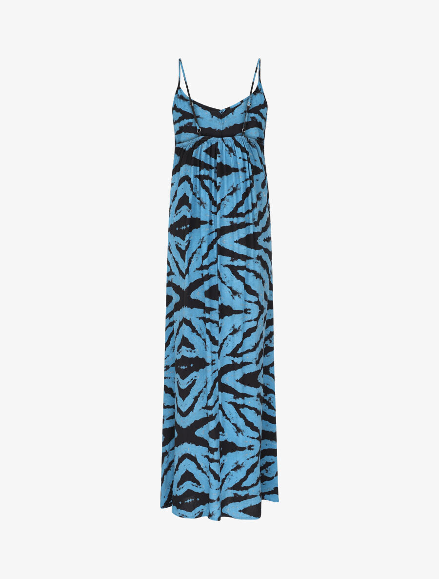 Robe longue à fines bretelles imprimé graphique - Bleu - 2