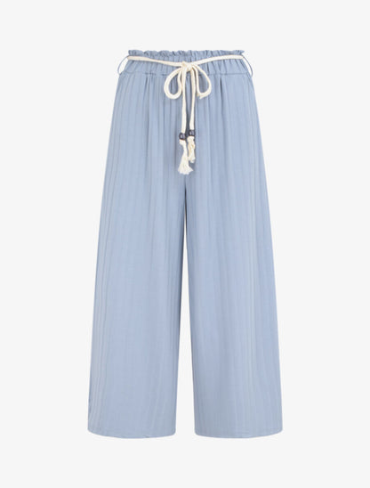 Pantalon ample à taille froncée - Bleu - 1