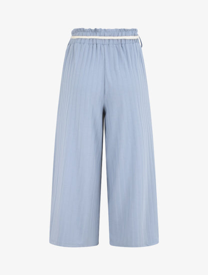 Pantalon ample à taille froncée - Bleu - 2