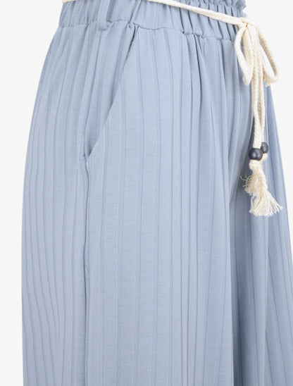 Pantalon ample à taille froncée - Bleu - 3