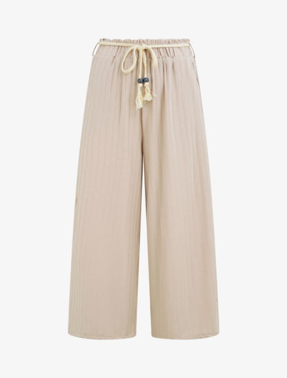 Pantalon ample à taille froncée - Beige - 4