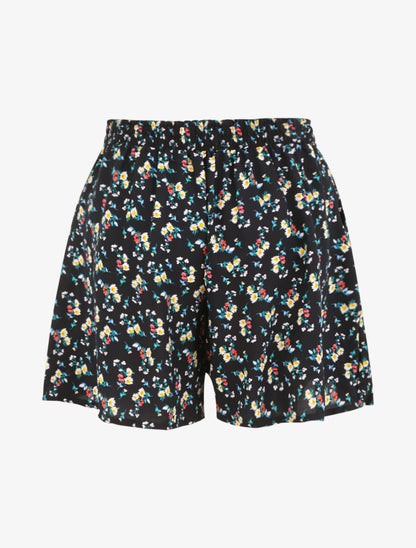 Short trapèze imprimé fleurs printanière - Marine - 2