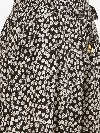 Short trapèze imprimé petites fleurs - Noir - 3