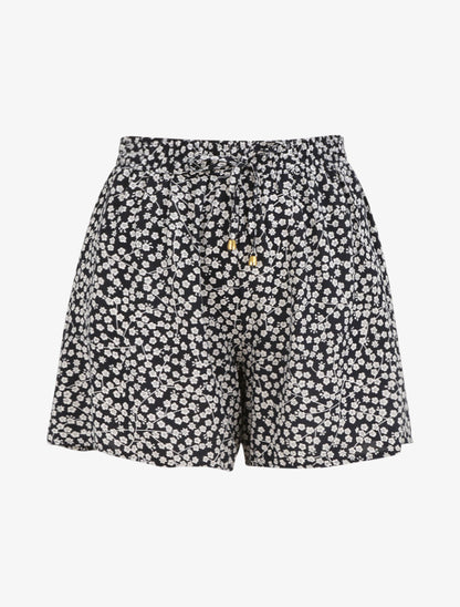 Short trapèze imprimé petites fleurs - Marine - 1