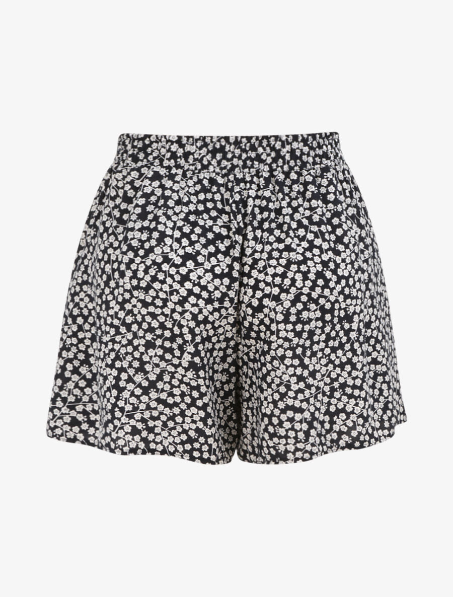 Short trapèze imprimé petites fleurs - Marine - 2