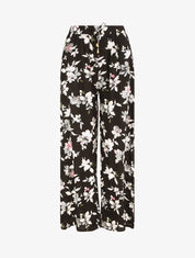 Pantalon ample imprimé été fleuri - Noir - 1