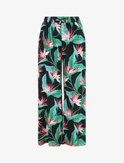 Pantalon ample imprimé végétal - Marine - 1