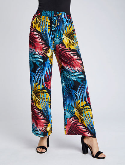 Pantalon ample imprimé jungle - Noir - 4