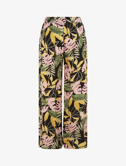 Pantalon ample imprimé tropical - Noir - 2