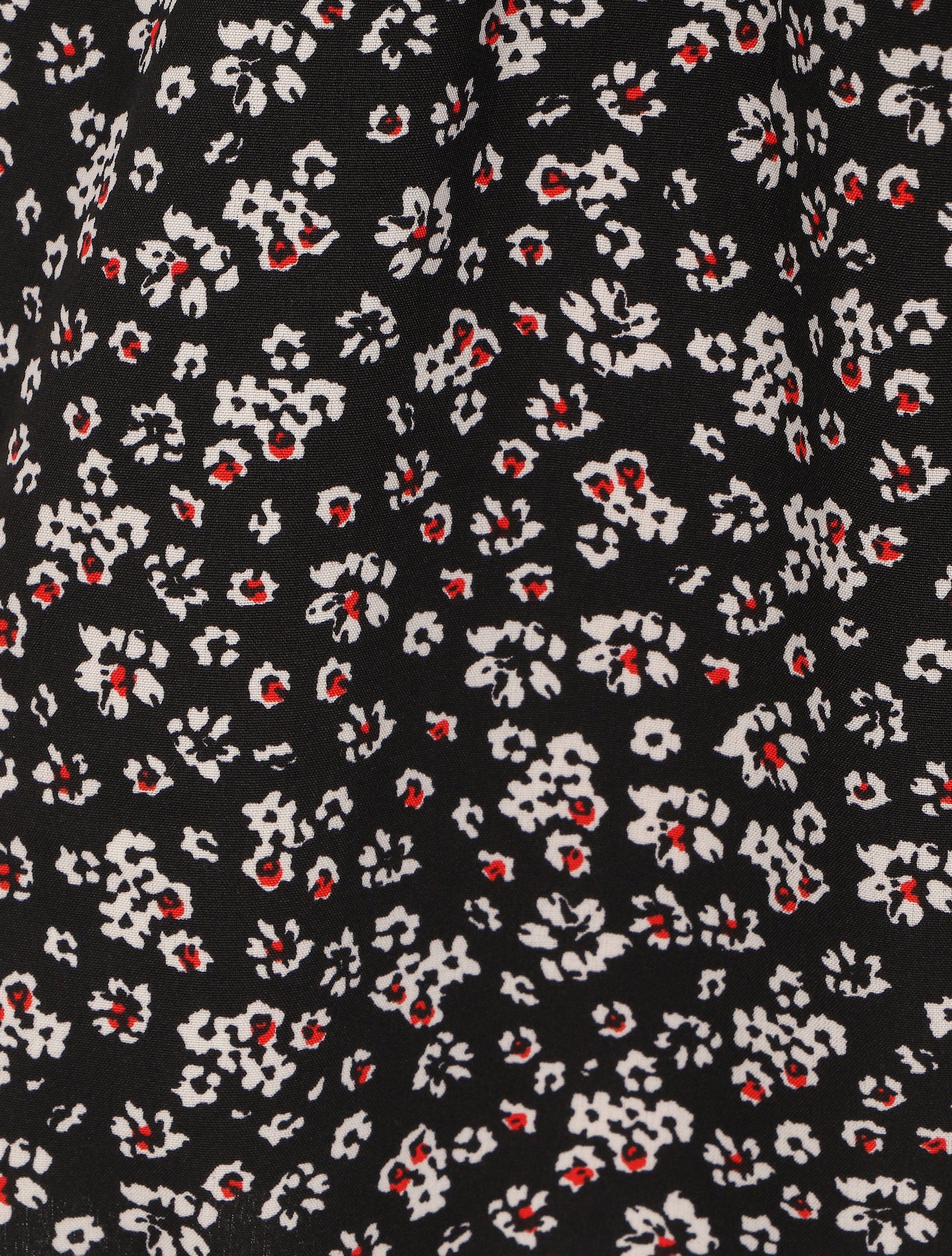 Short à taille froncée imprimé petites fleurs - Noir - 3