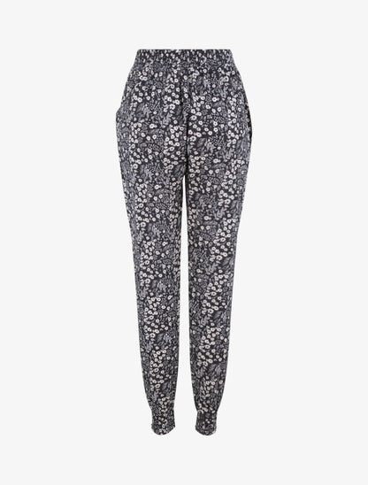 Pantalon imprimé petites fleurs - Marine - 2