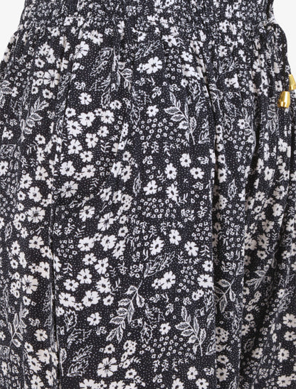 Pantalon imprimé petites fleurs - Marine - 3