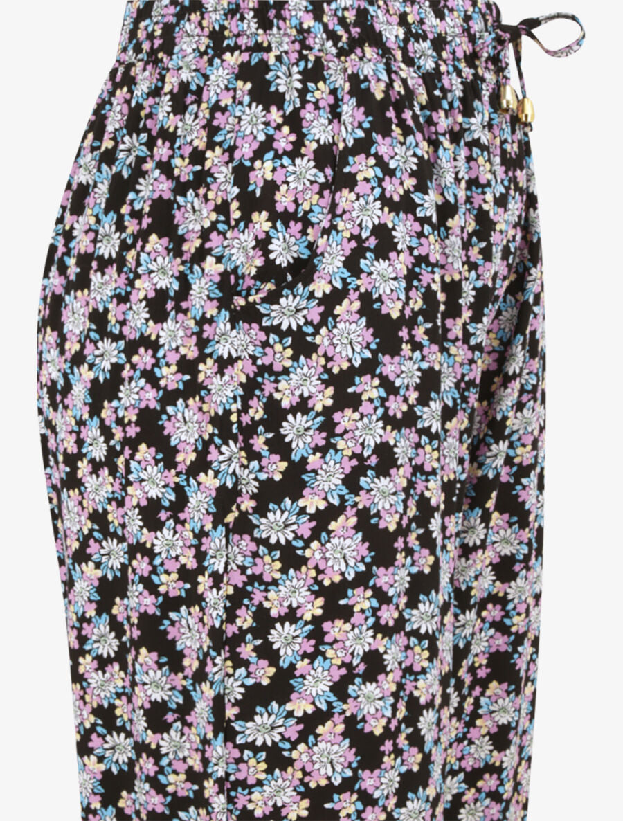 Pantalon harem imprimé floral - Noir - 3