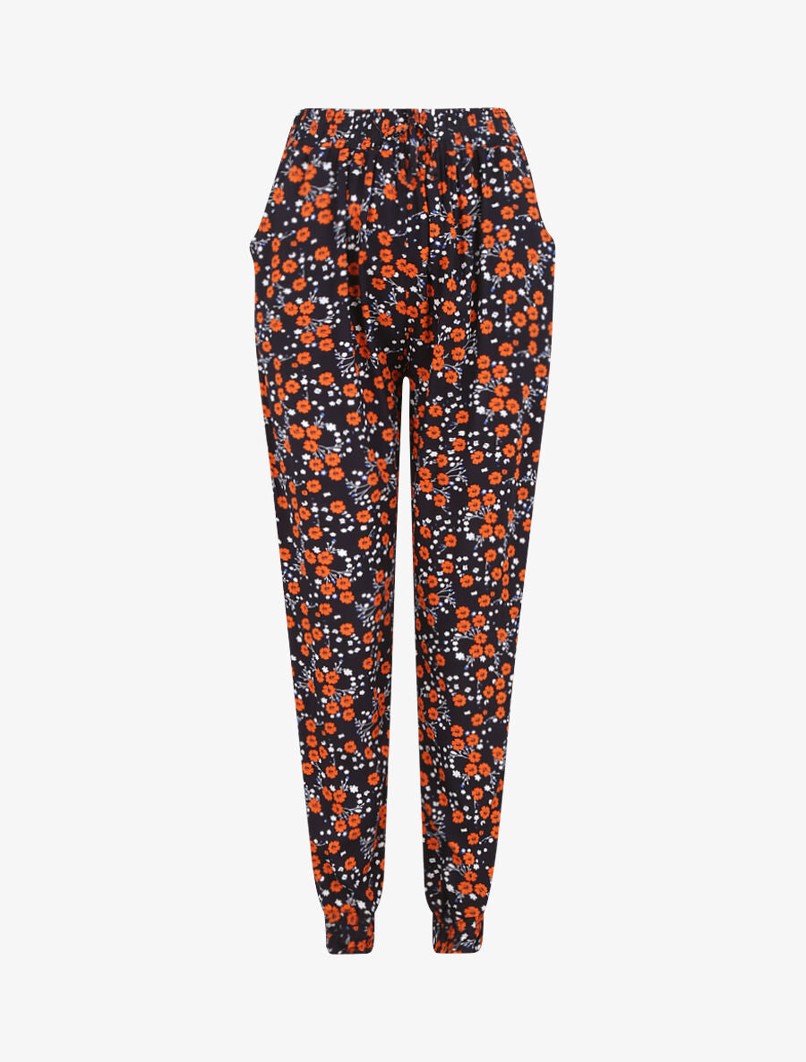 Pantalon imprimé fleurs des champs - Marine - 1