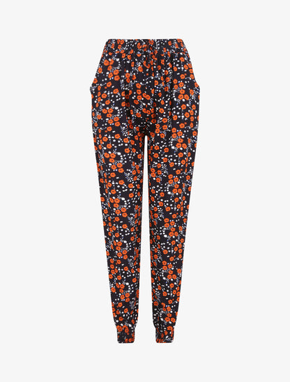 Pantalon imprimé fleurs des champs - Marine - 1