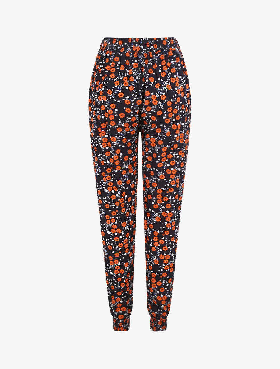 Pantalon imprimé fleurs des champs - Marine - 2