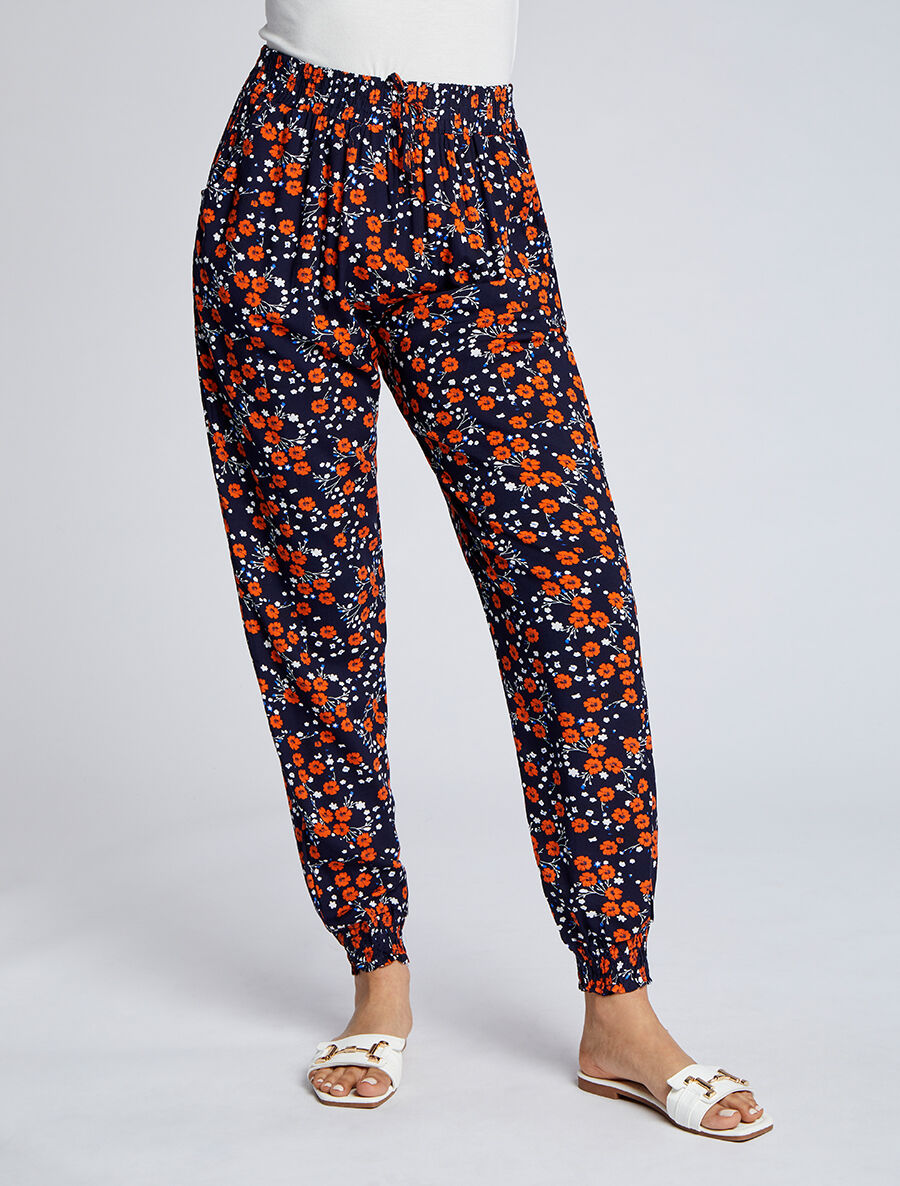 Pantalon imprimé fleurs des champs - Marine - 4