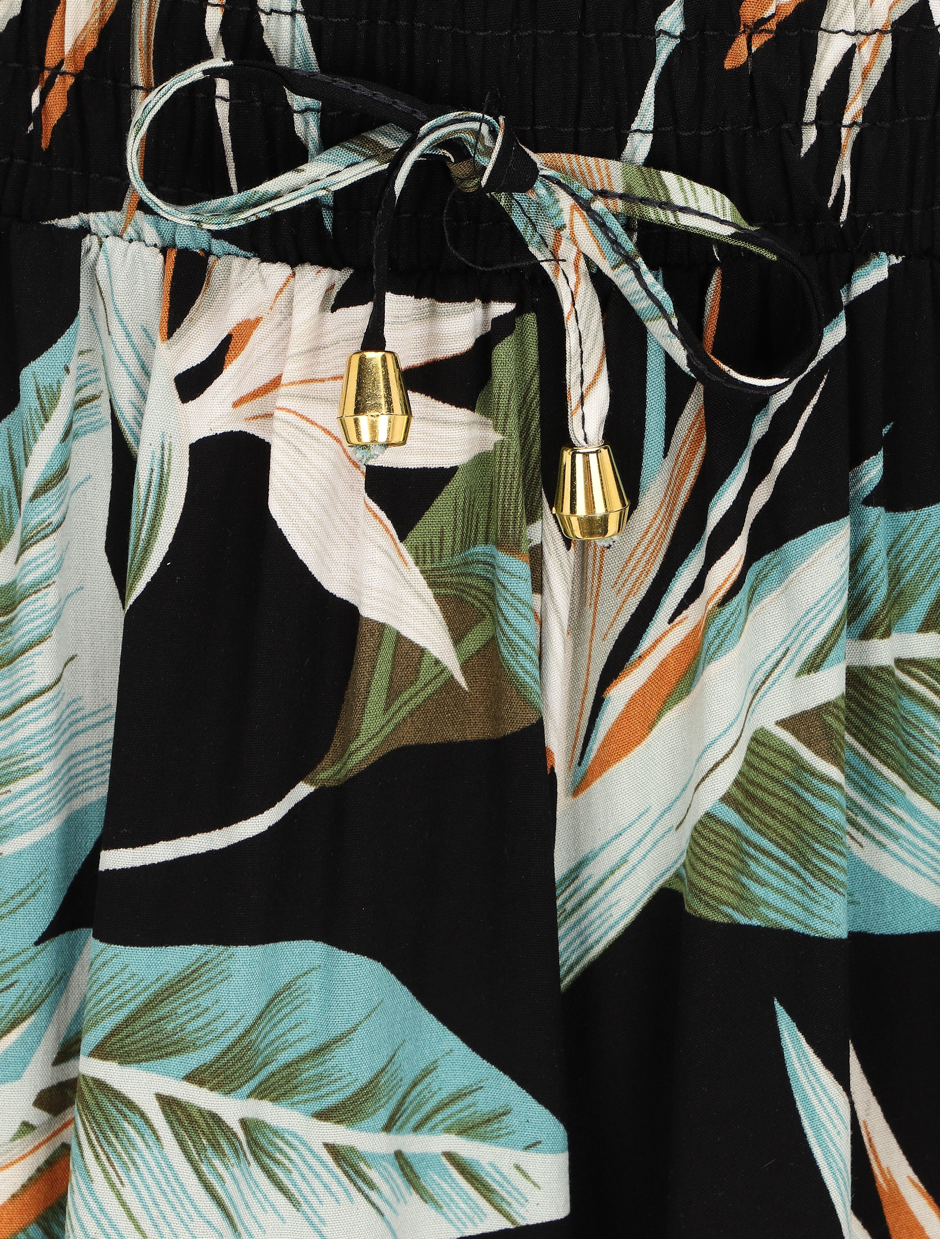 Short fluide imprimé fleurs exotiques - Noir - 3
