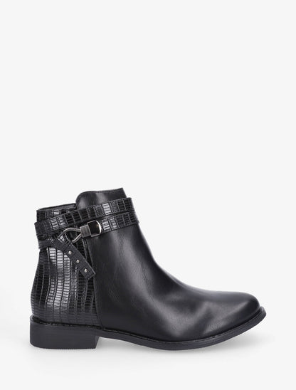 Bottines plates à contrefort python - Noir - 1