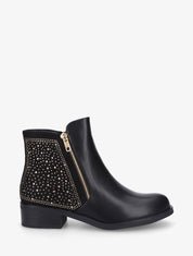 Bottines bi-matière et strass - Noir - 1