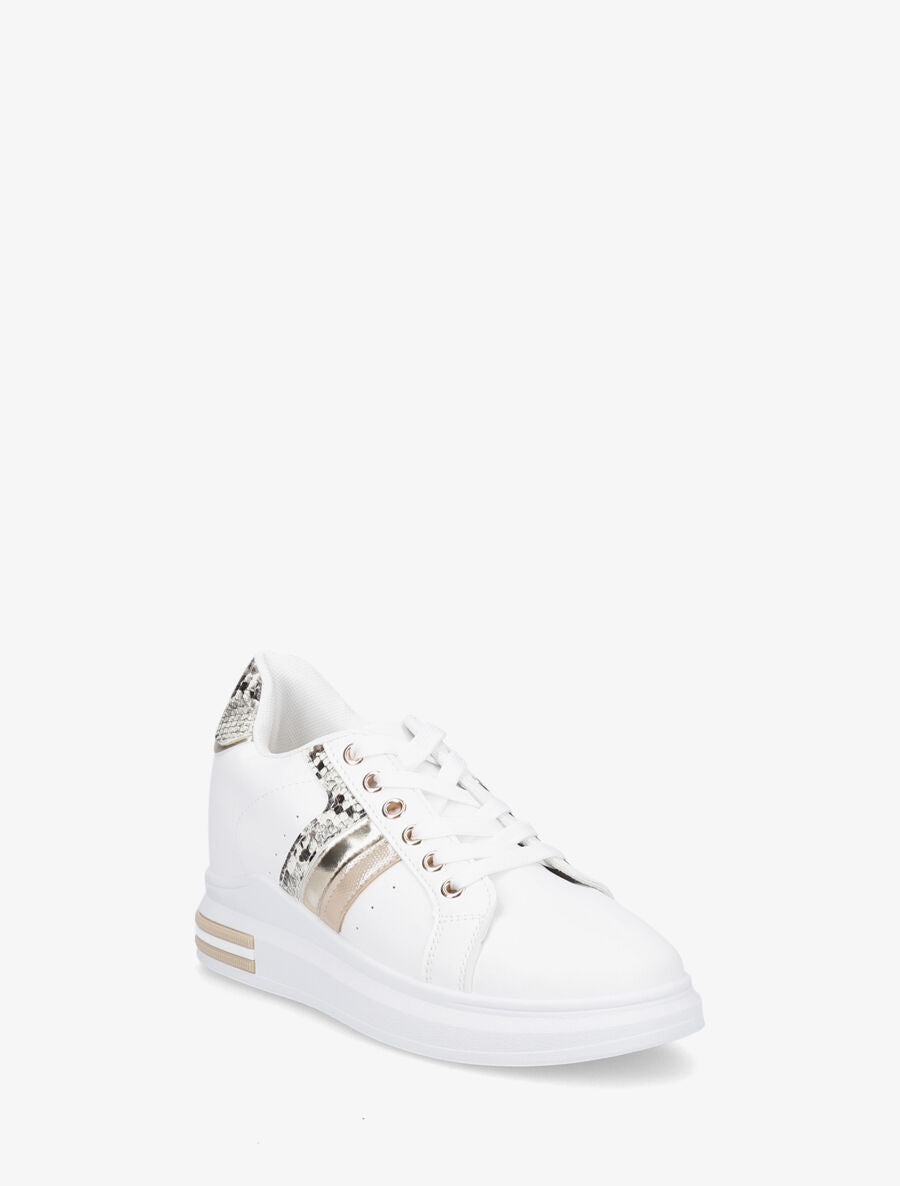 Sneakers en simili à contrefort en suédine - Beige - 2