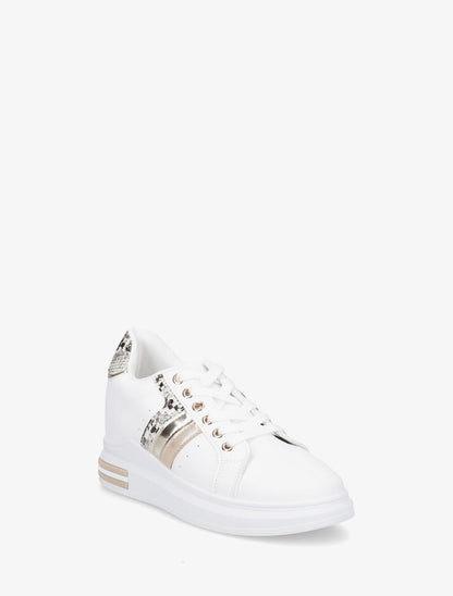 Sneakers en simili à contrefort en suédine - Beige - 2