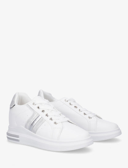 Sneakers en simili à contrefort en suédine - Argent - 4