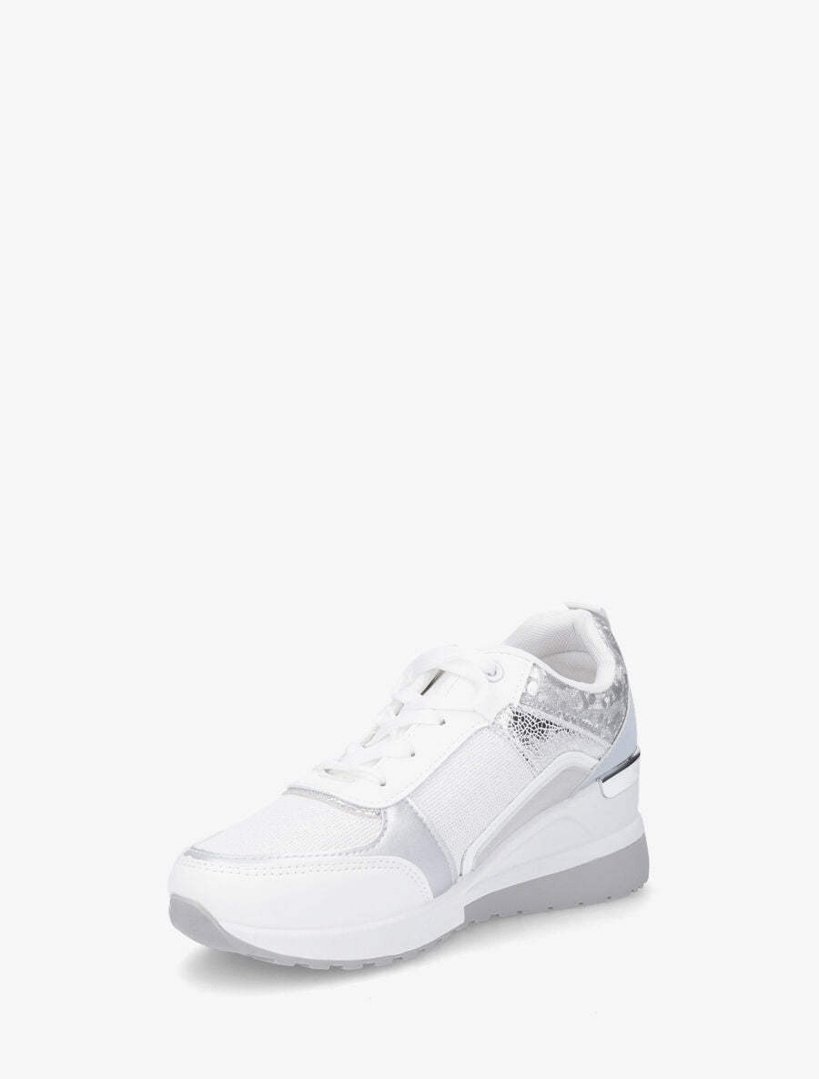 Sneakers compensées et empiècement métal - Blanc - 3