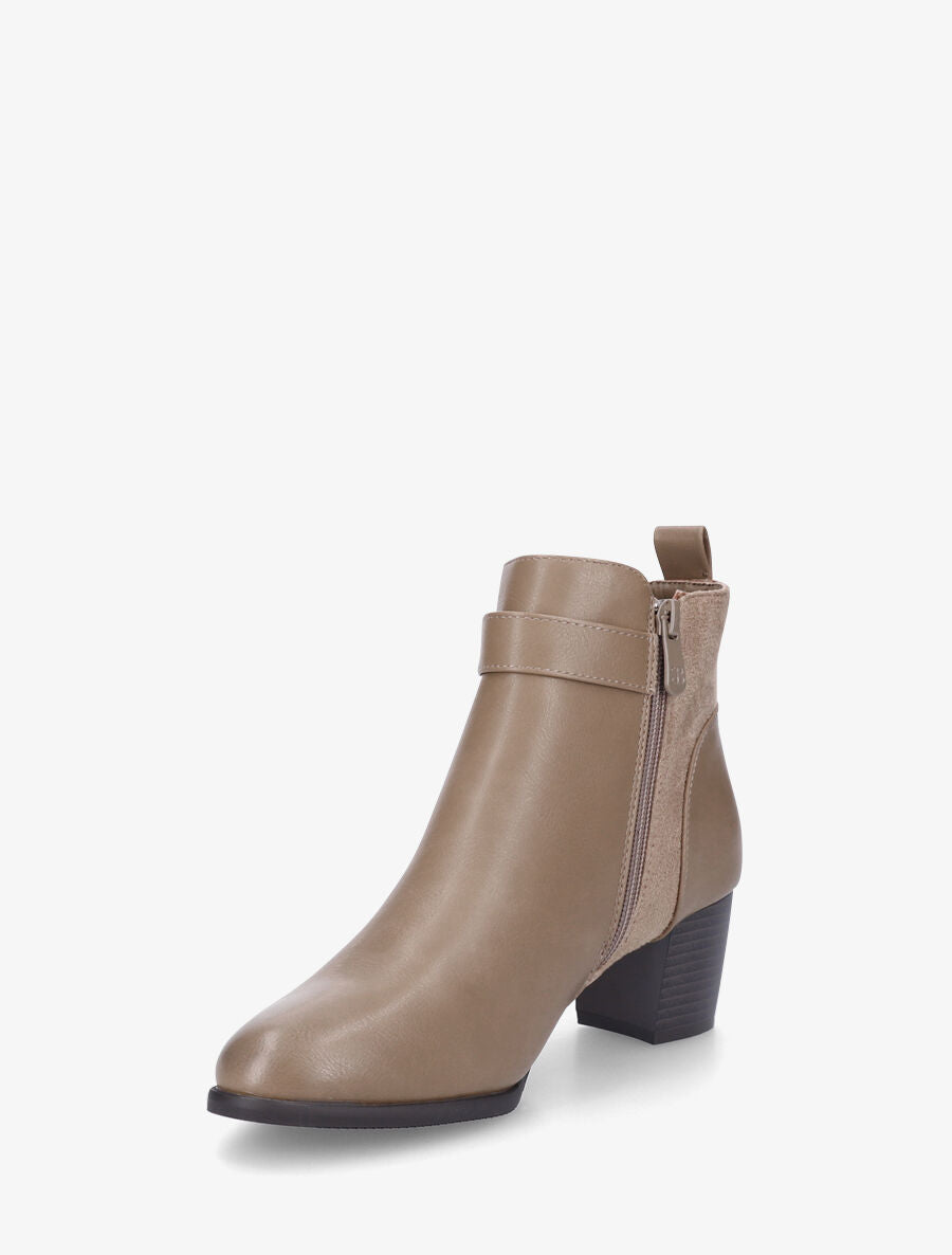 Bottines en simili à boucle fantaisie - Taupe - 3