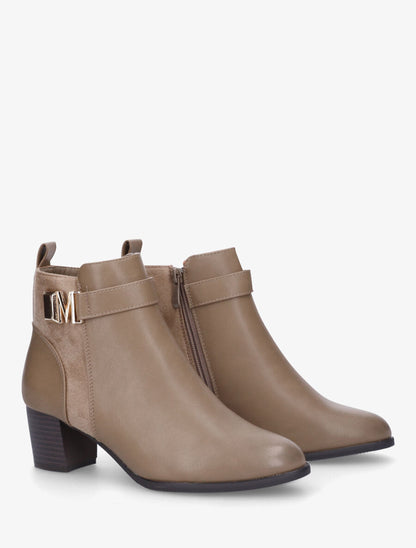 Bottines en simili à boucle fantaisie - Taupe - 4