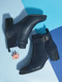 Bottines en simili à boucle fantaisie - Bleu nuit - 1
