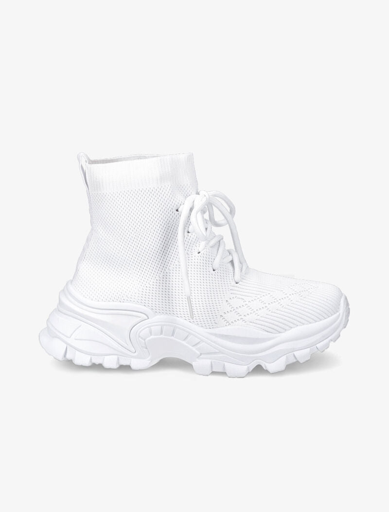 Baskets chaussettes montantes en mesh - Blanc - 1