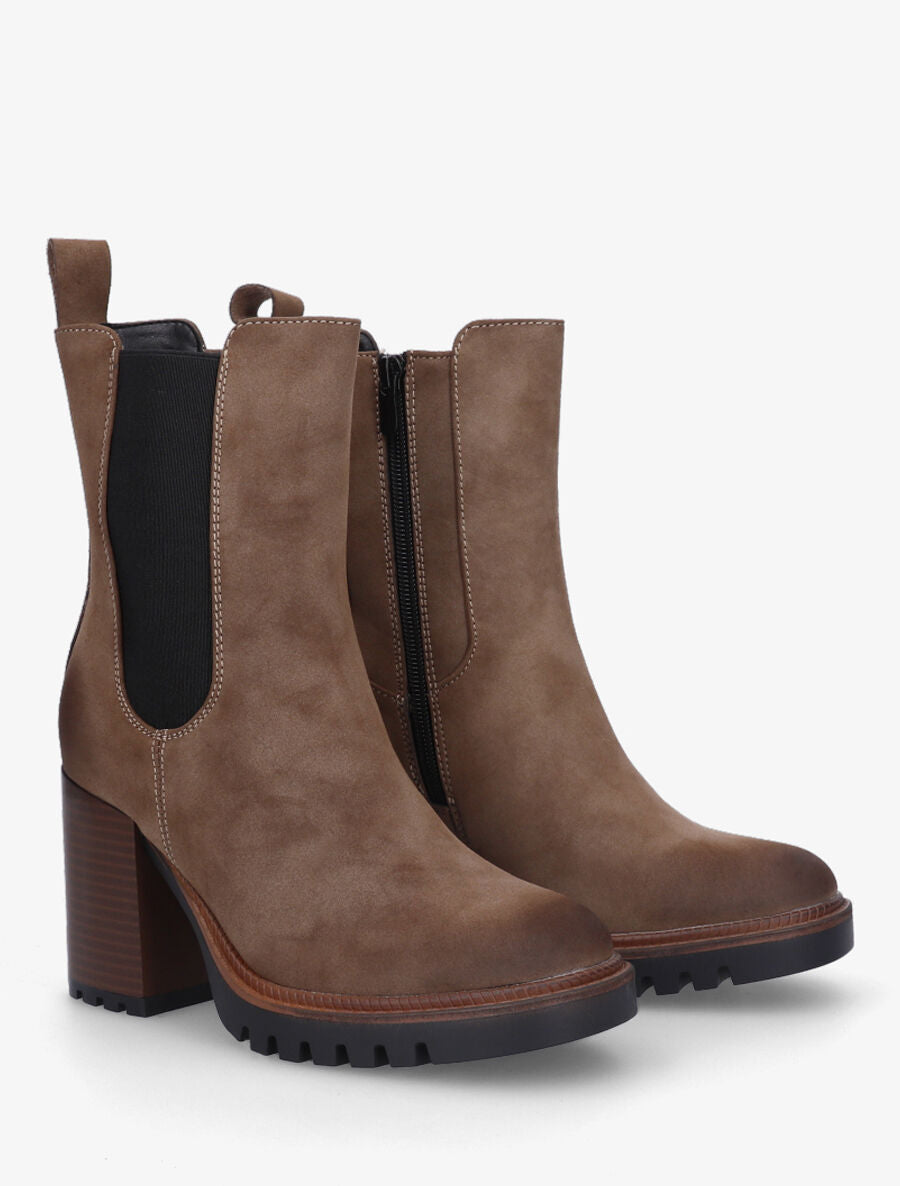 Bottines montantes en suédine - Taupe - 4